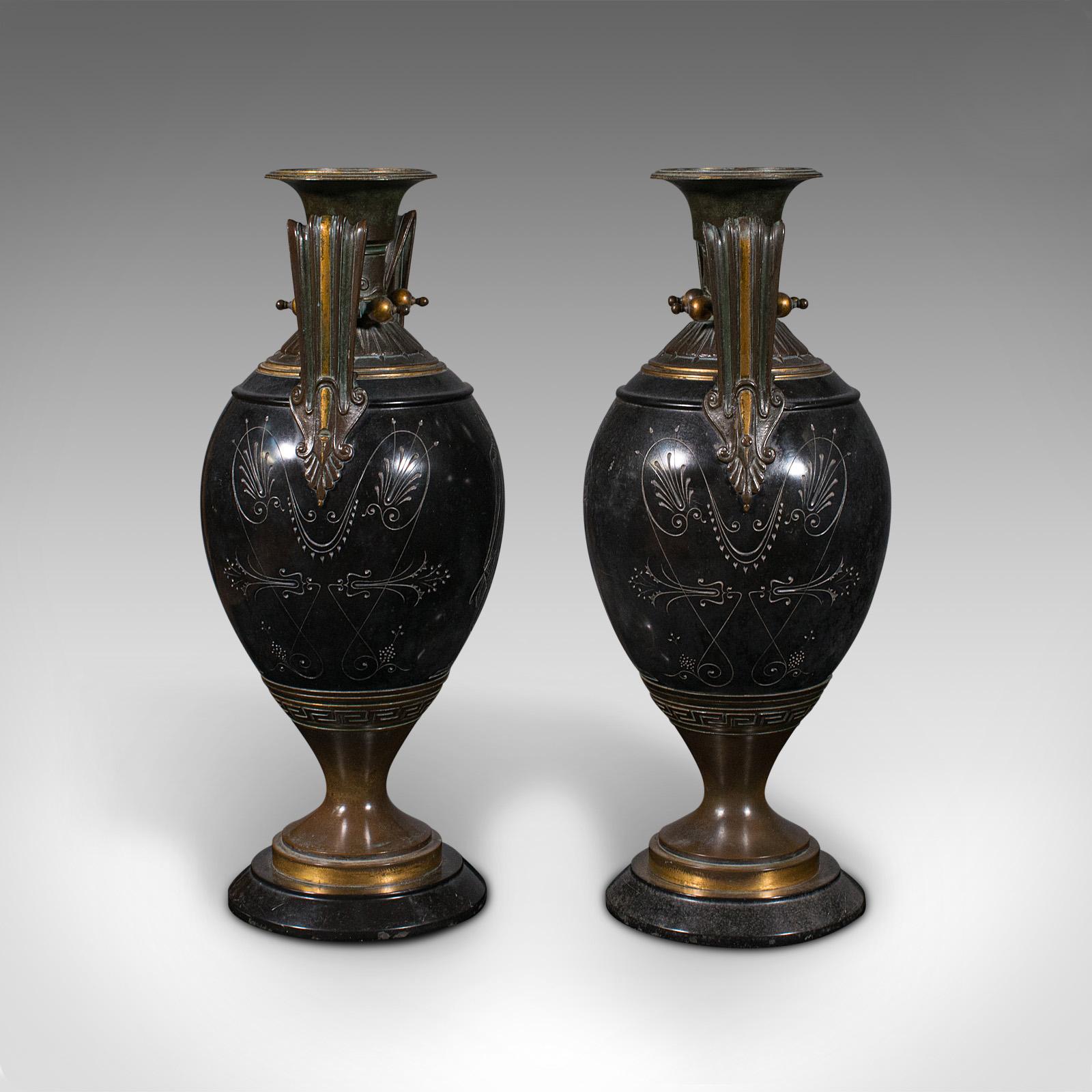 19th Century Pair of Antique Display Vases, Italian, Marble, Decorative Urn, Grand Tour, 1870