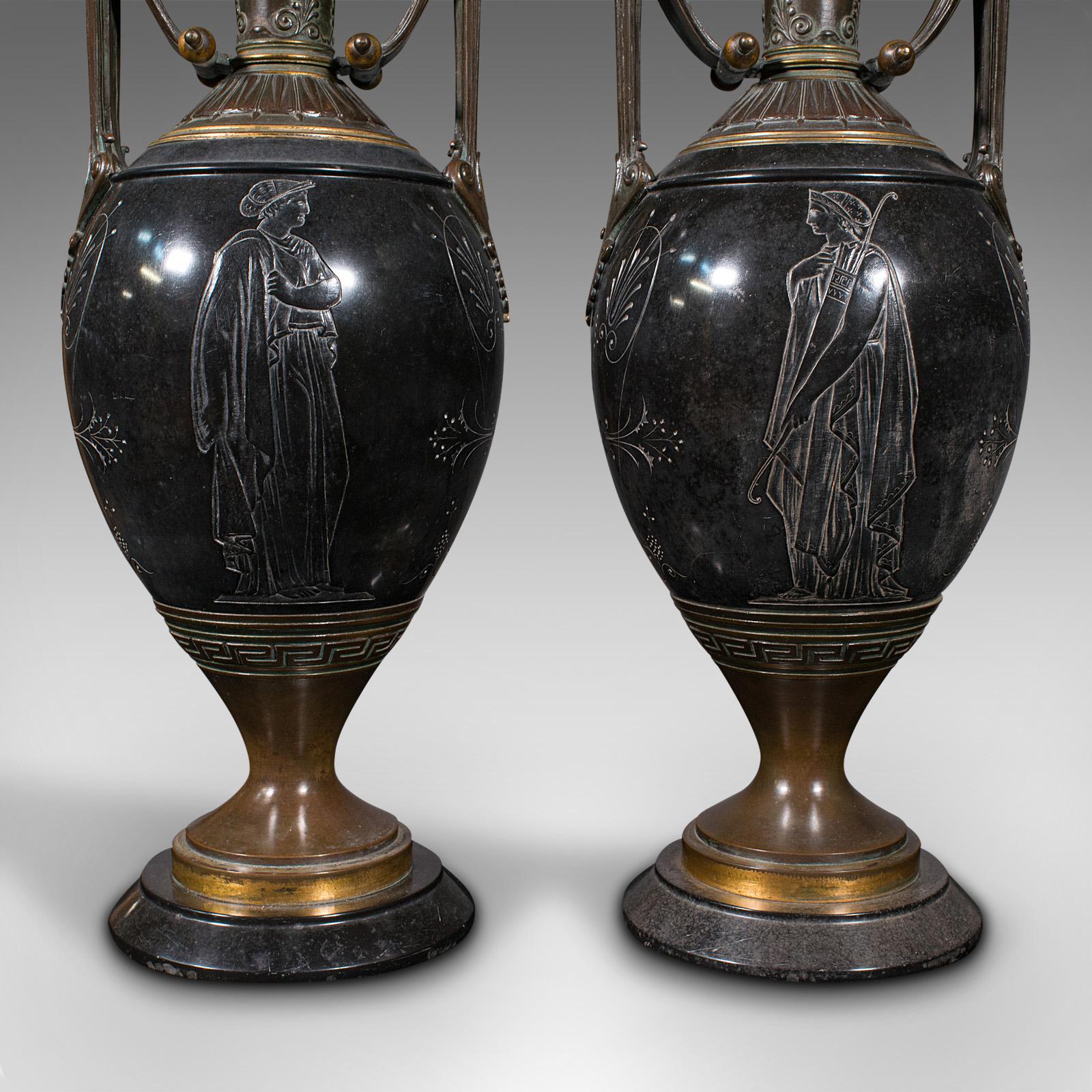 Pair of Antique Display Vases, Italian, Marble, Decorative Urn, Grand Tour, 1870 5