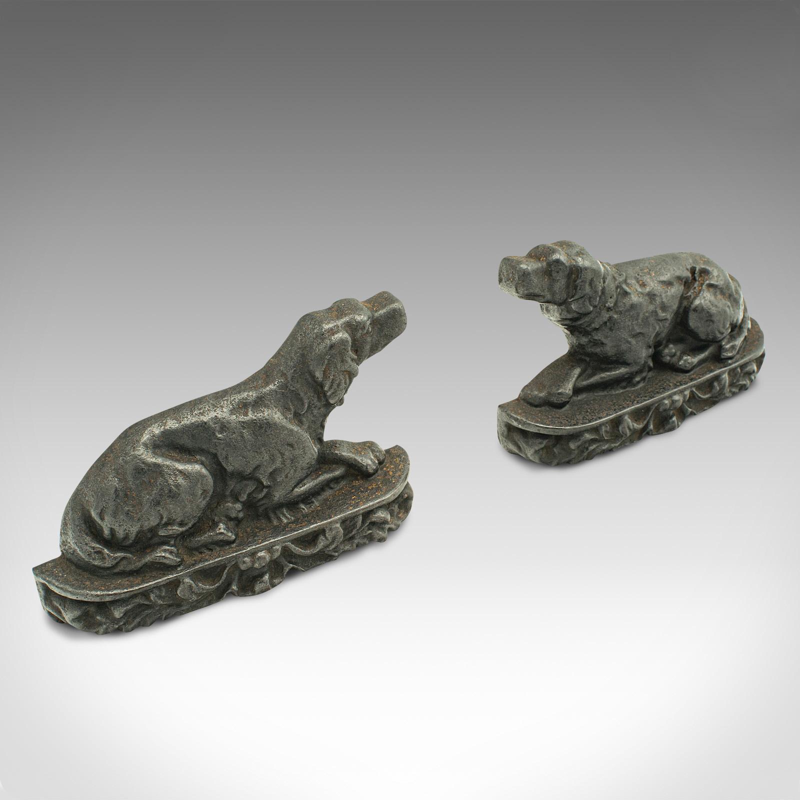 Pair Of Antique Dog Door Stops, English, Iron, Decorative Bookends, Victorian 2