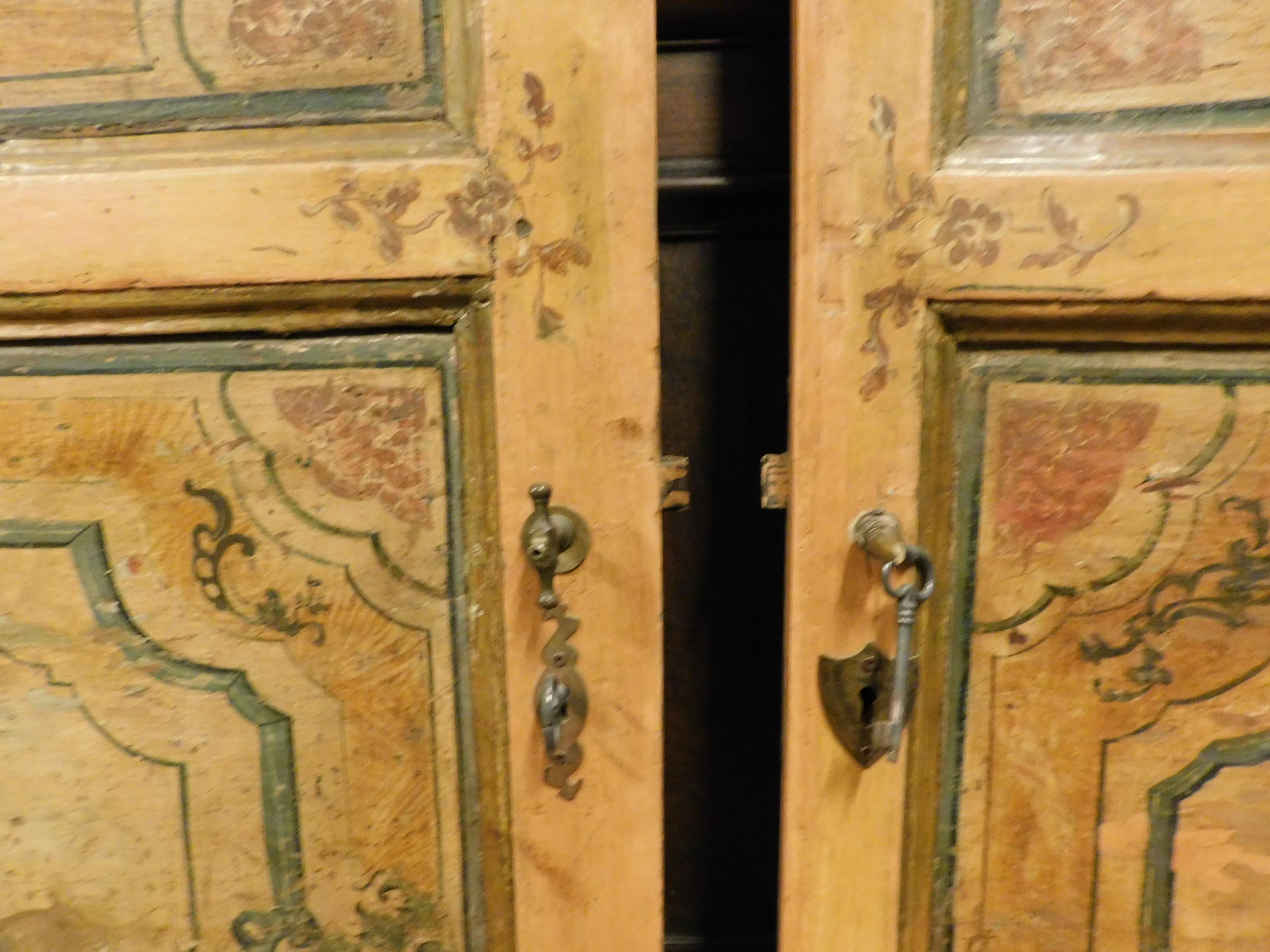18th Century and Earlier Pair of Antique Doors, 1700, Italy, Wood, Lacquered, Hand Painted, Bilateral