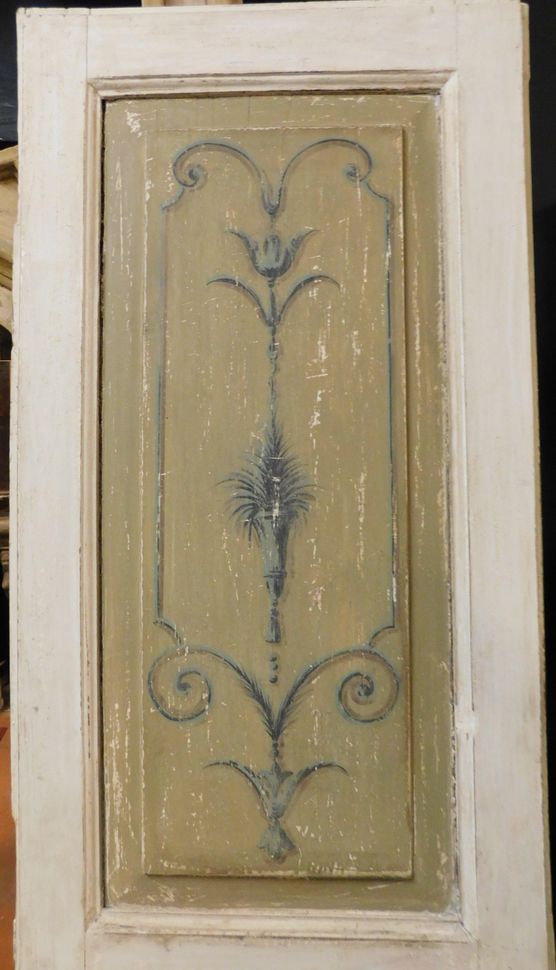 Poplar Pair of Antique Double Doors Painted '700 Italy For Sale