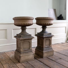 Pair of Antique Doulton of Lambeth Stoneware Urns on Stands