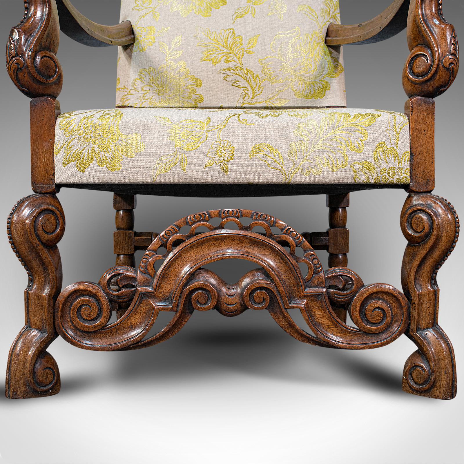 Pair of Antique Drawing Room Elbow Chairs, English, Walnut, Armchair, Georgian 6