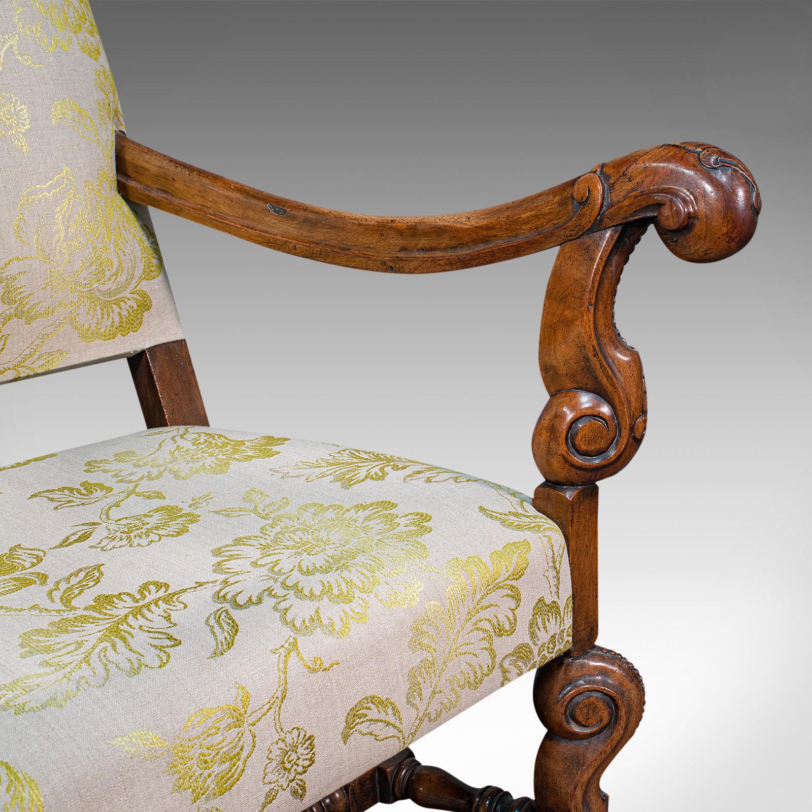 Pair of Antique Drawing Room Elbow Chairs, English, Walnut, Armchair, Georgian 3