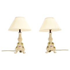 Pair of Antique Dresden Porcelain Table Lamps