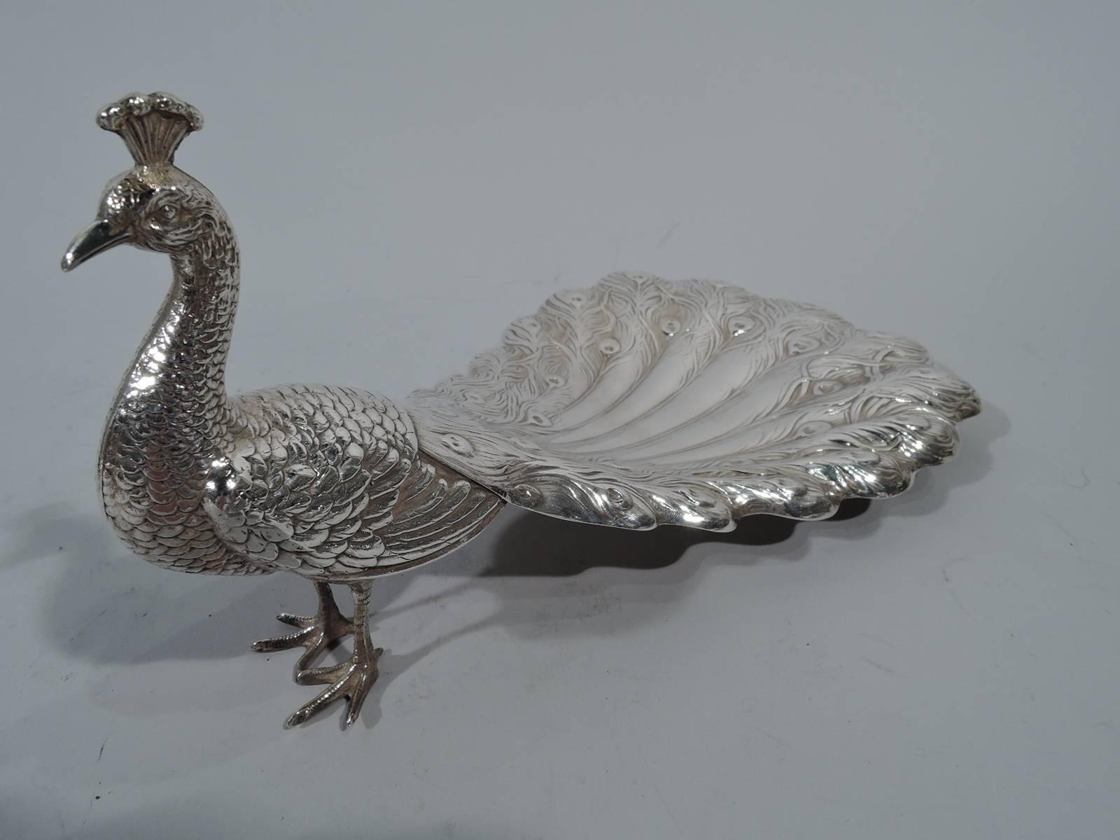 Pair of Antique Durgin Sterling Silver Peacocks In Excellent Condition In New York, NY