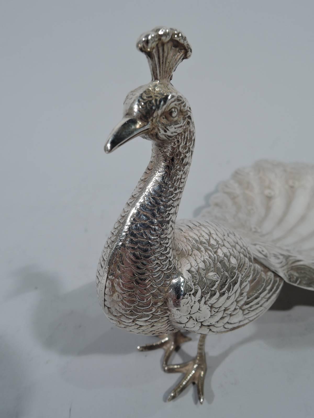 Pair of Antique Durgin Sterling Silver Peacocks 1