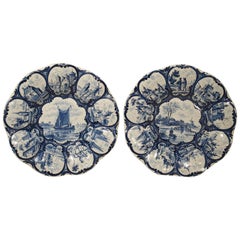 Pair of Antique Dutch Blue and White Faience Bowls, Early 19th Century