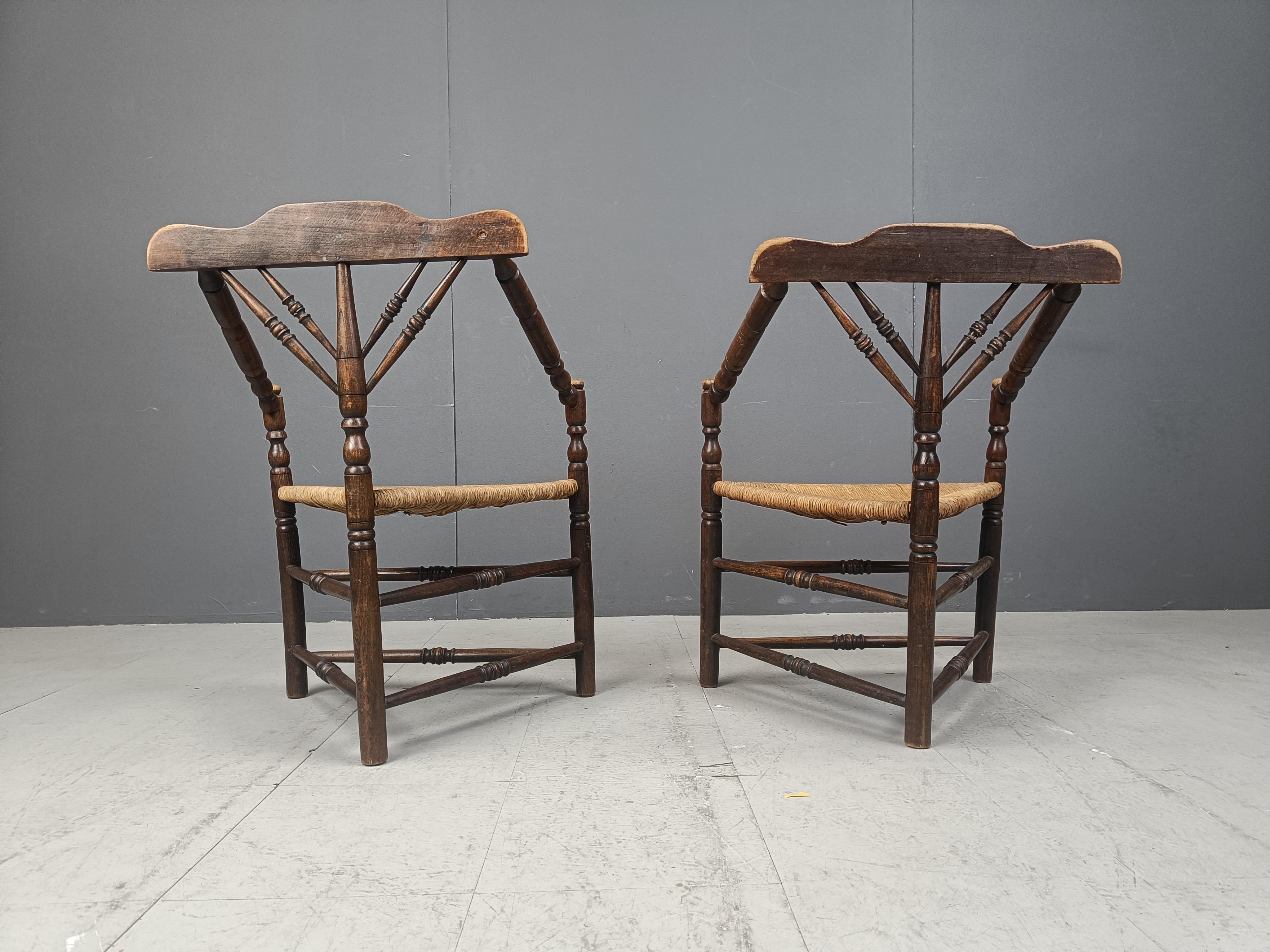 Pair of antique dutch corner chairs, 1920s For Sale 3