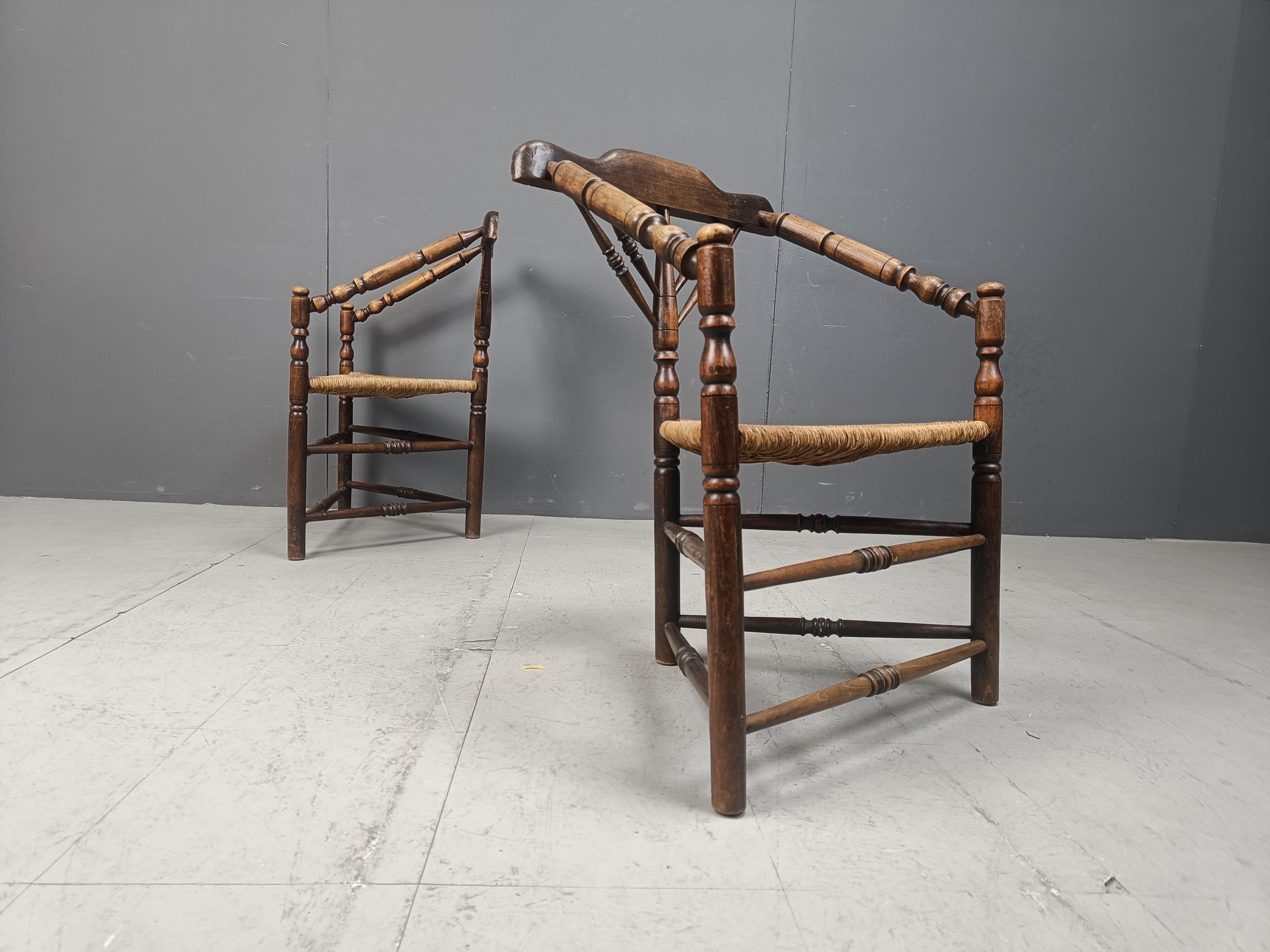 Pair of antique dutch corner chairs, 1920s For Sale 4