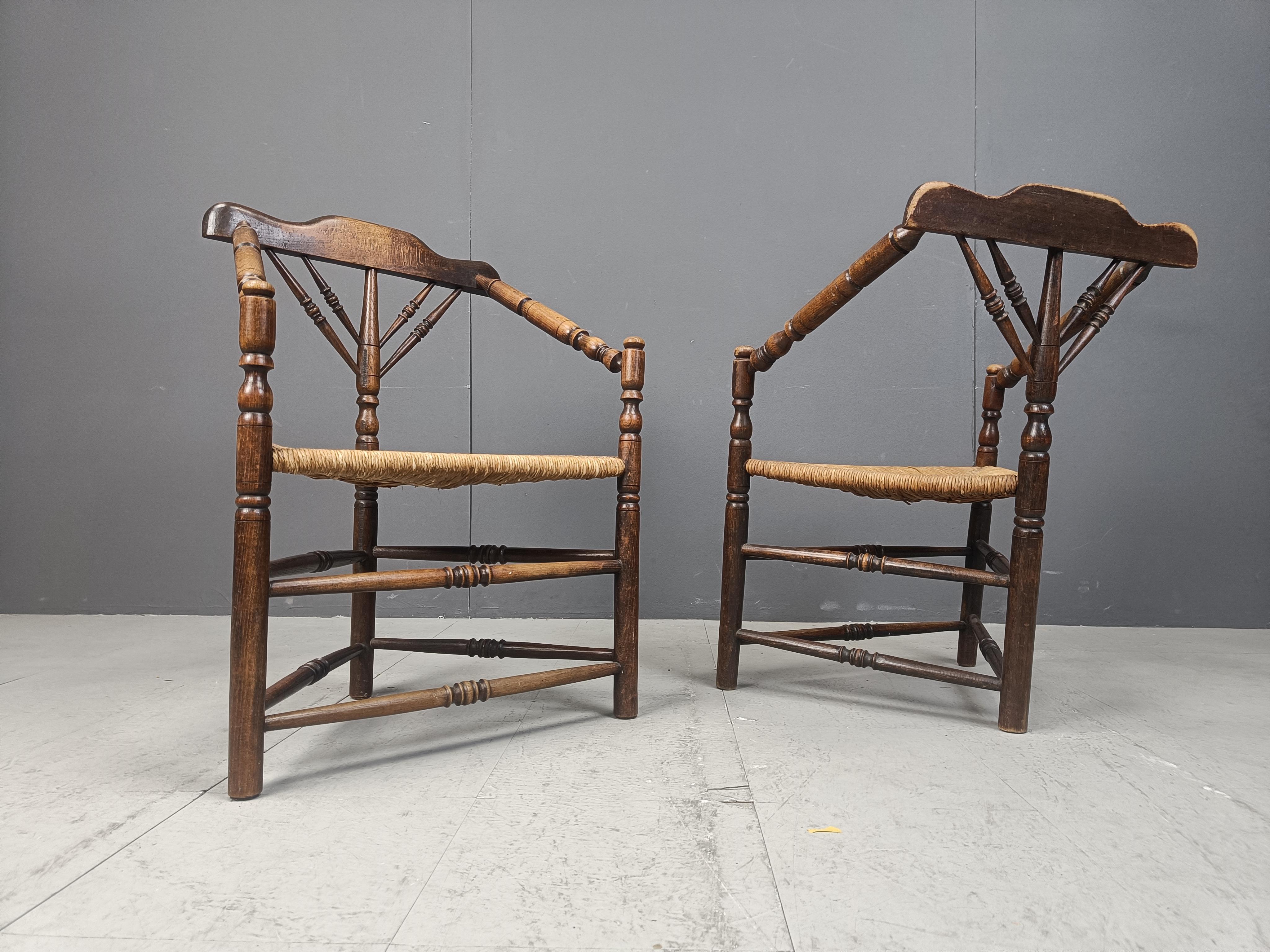 Pair of antique dutch corner chairs, 1920s For Sale 2