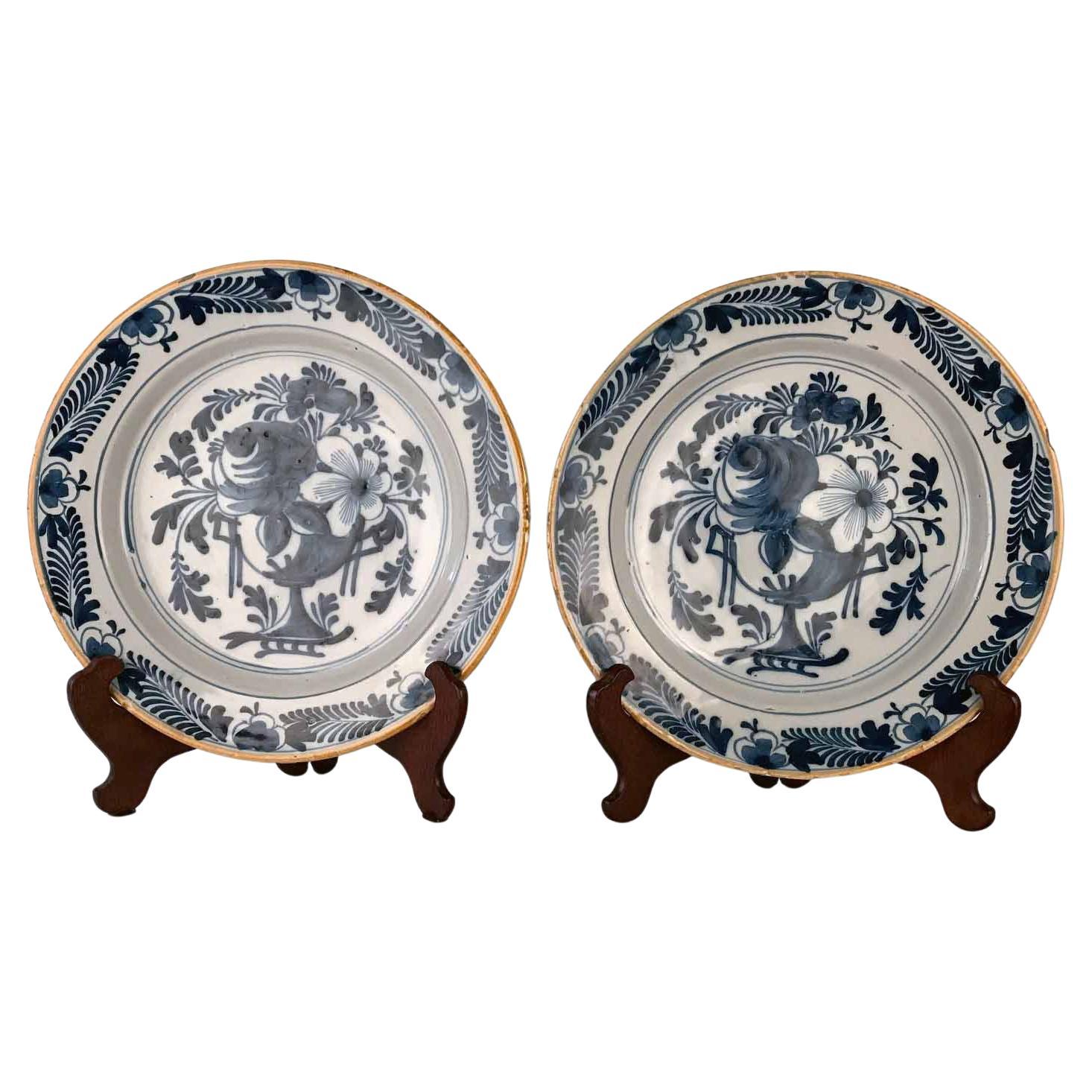 Pair of Antique Dutch Delft Chargers For Sale