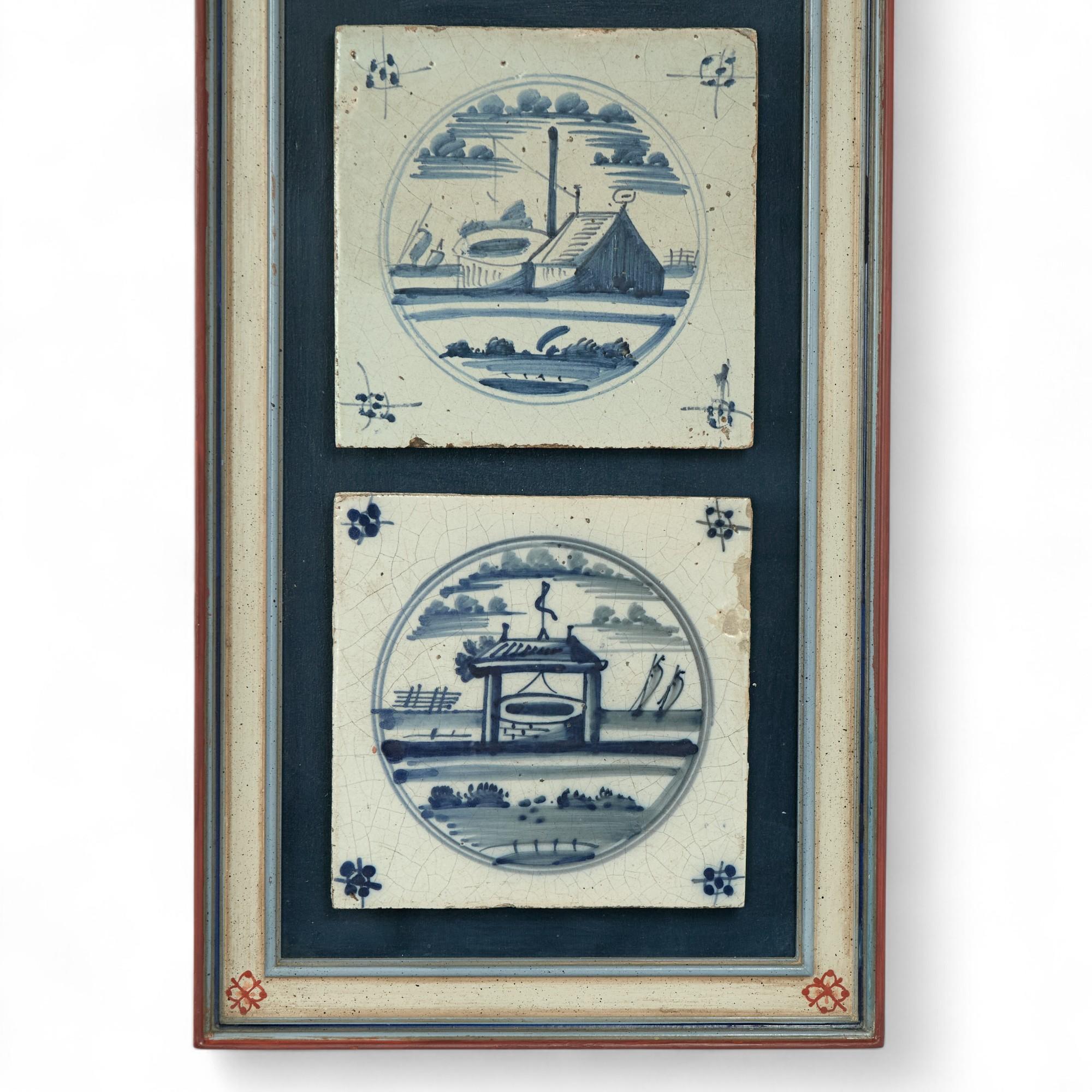 Pair of Antique Dutch Delft Tile Groupings en venta 2