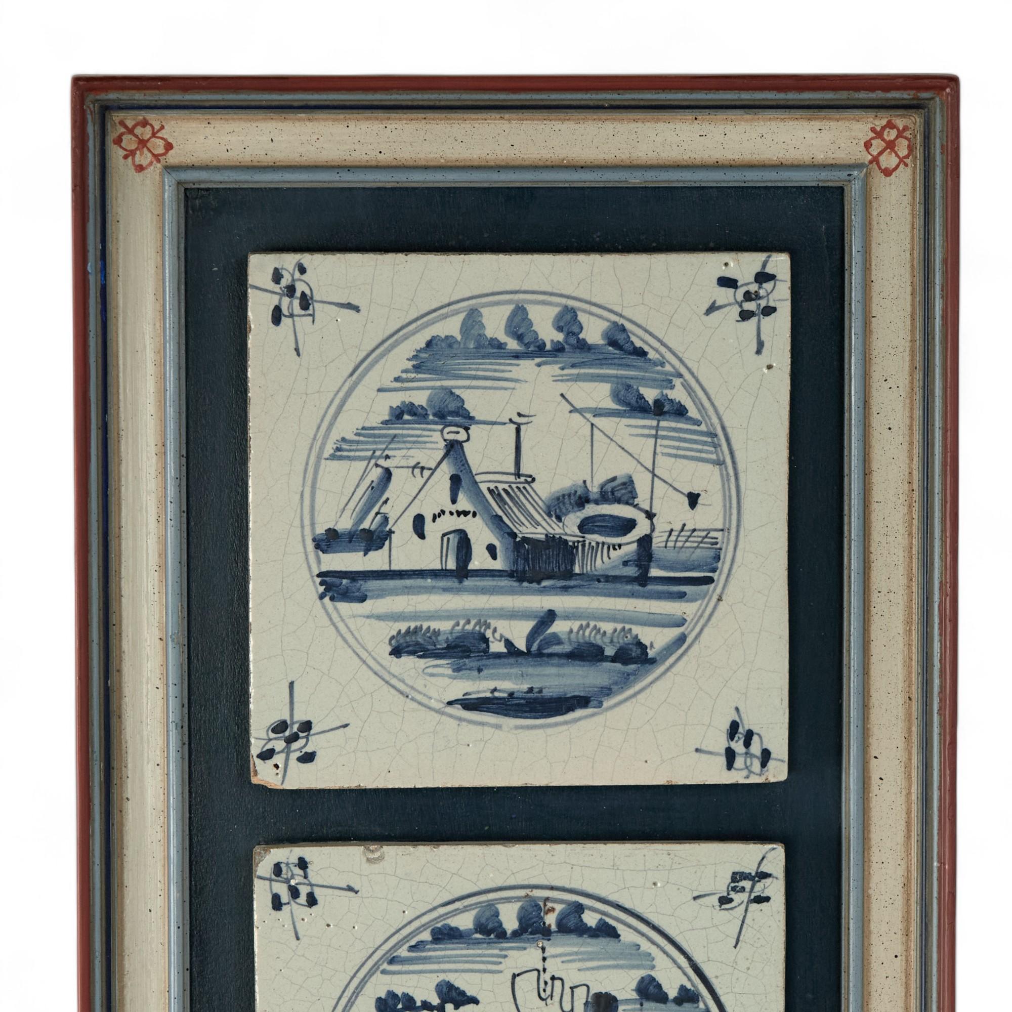 Pair of Antique Dutch Delft Tile Groupings Georgiano en venta