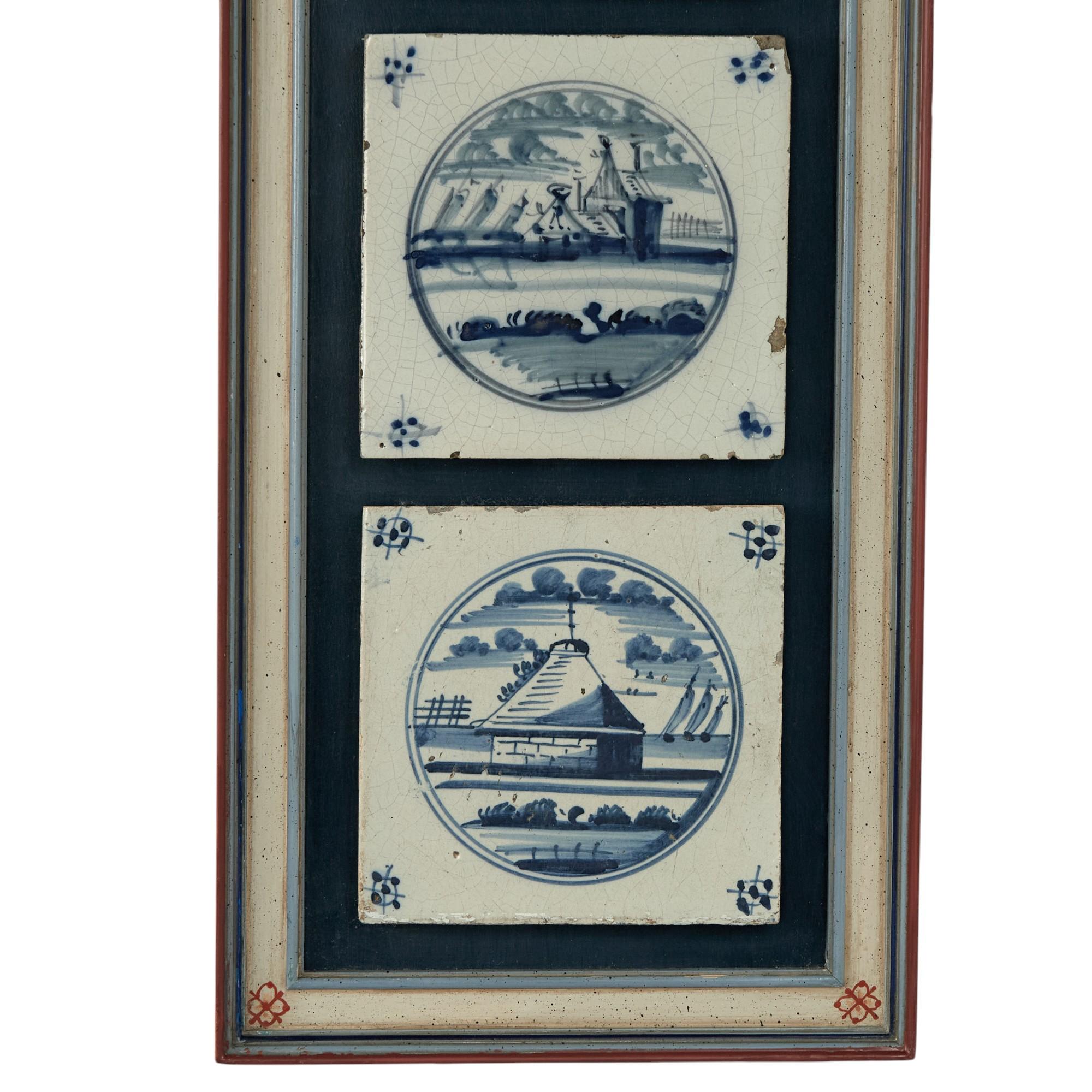 Pair of Antique Dutch Delft Tile Groupings Hecho a mano en venta
