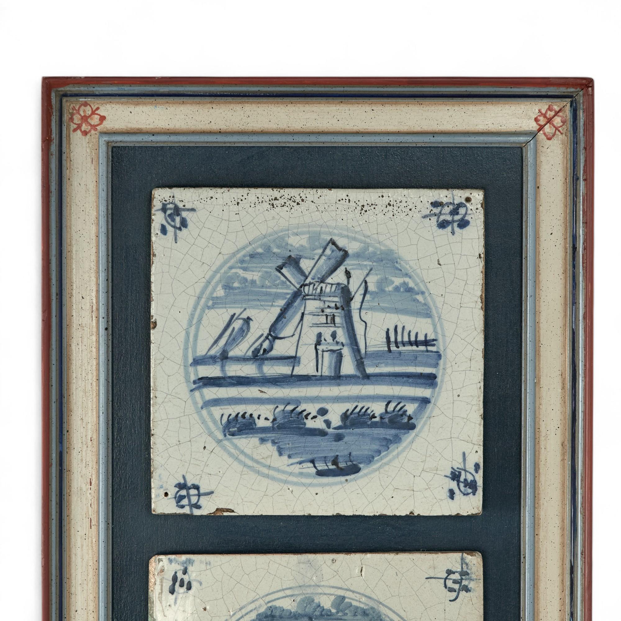 Pair of Antique Dutch Delft Tile Groupings Cerámica de Delft en venta