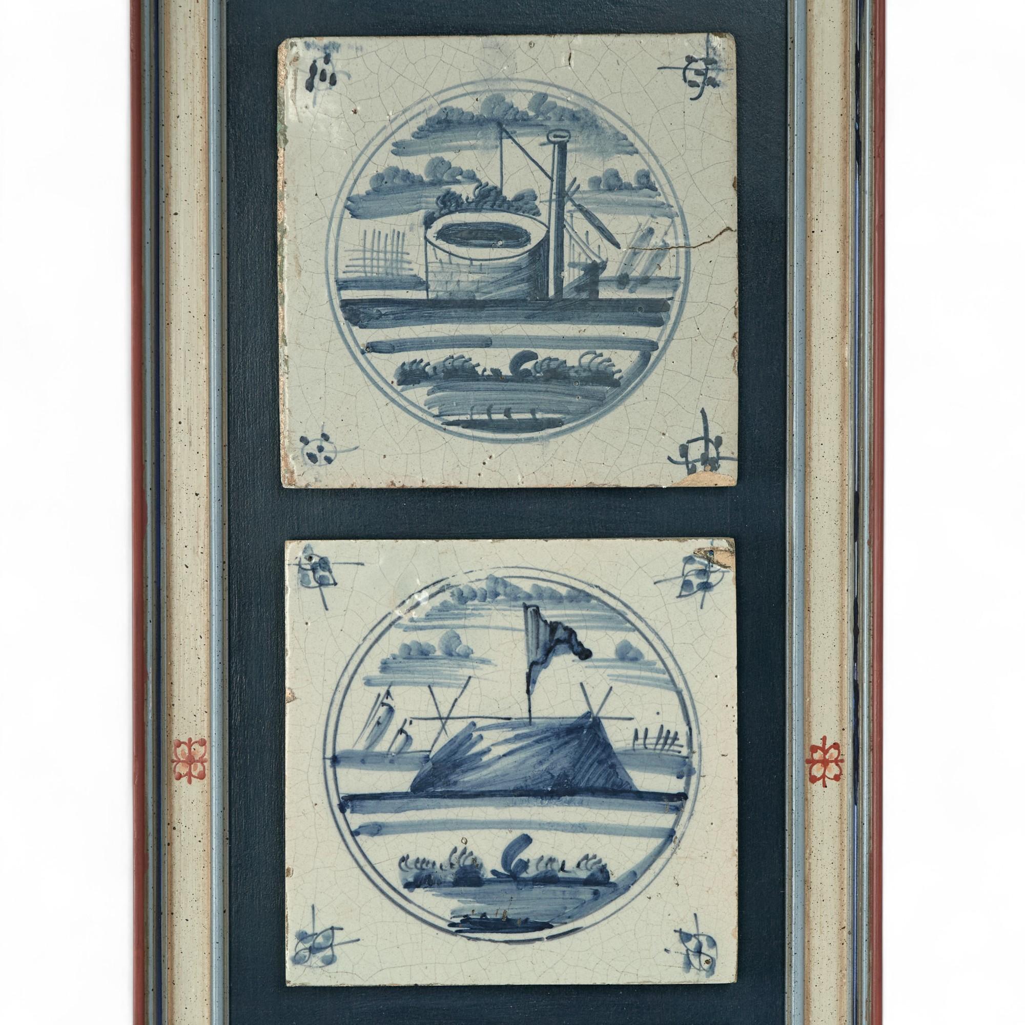 Pair of Antique Dutch Delft Tile Groupings en venta 1