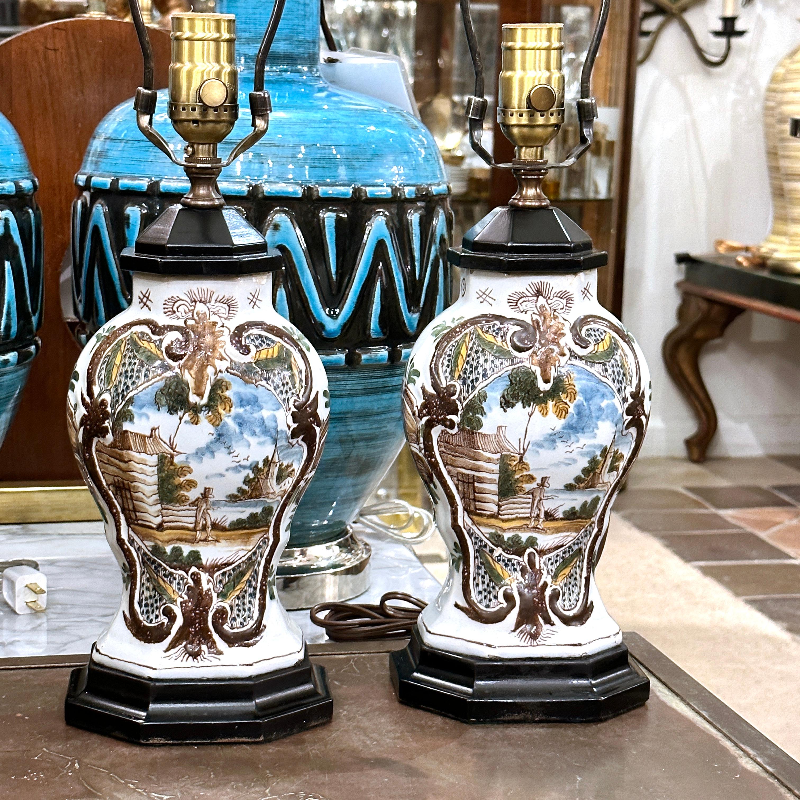 Pair of Antique Dutch Lamps In Good Condition For Sale In New York, NY