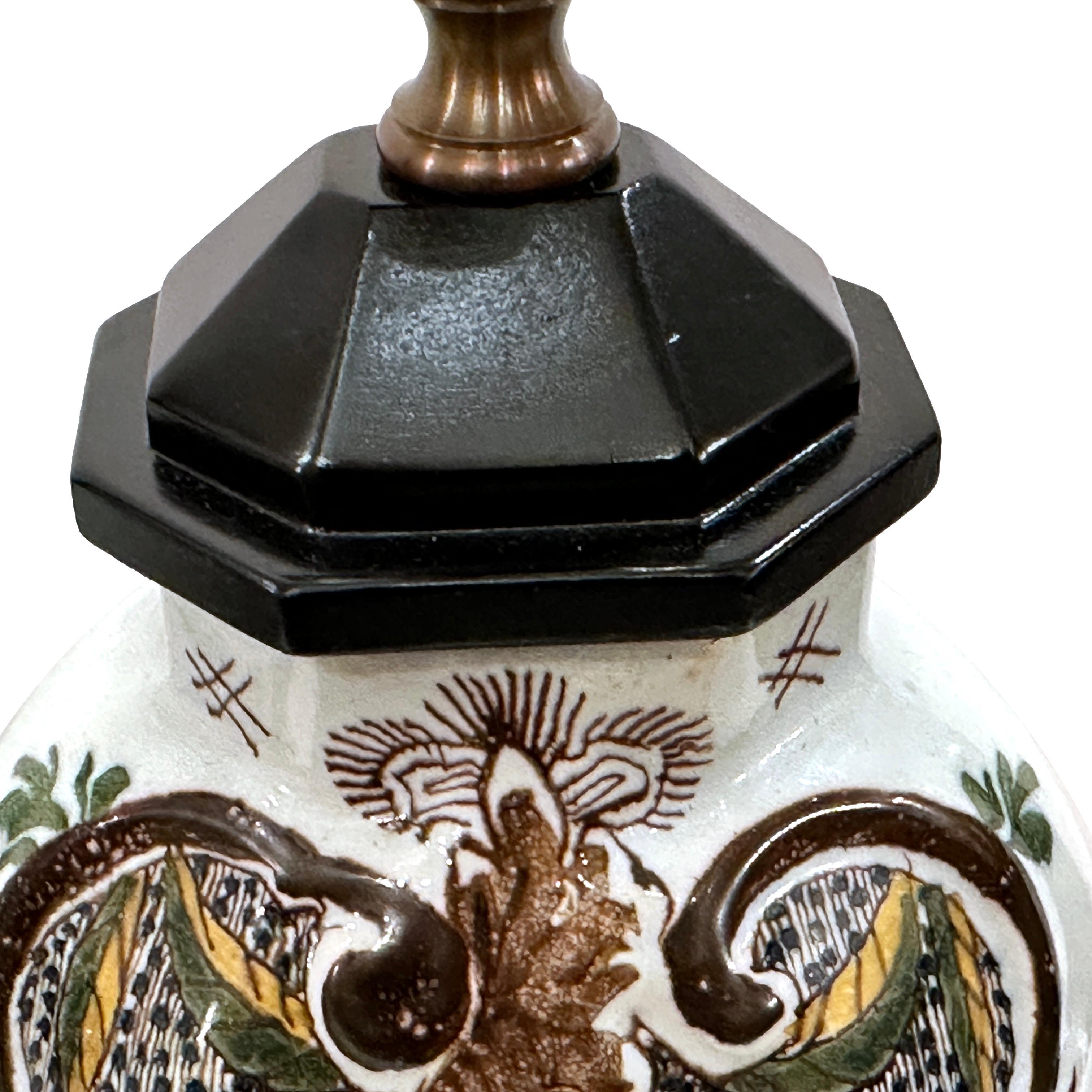 Porcelain Pair of Antique Dutch Lamps For Sale