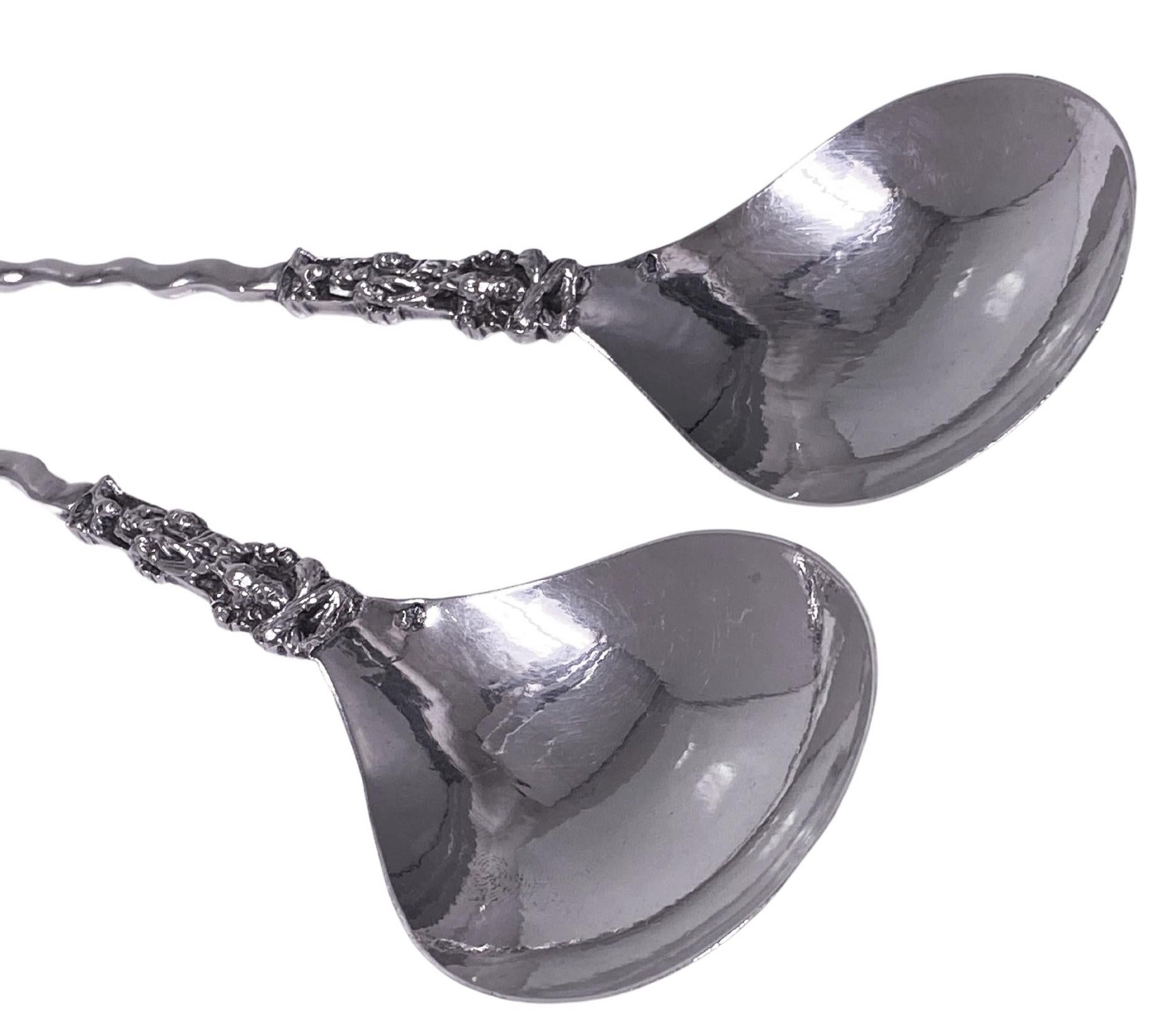 19th Century Pair of Antique Dutch Silver figural Spoons, C.1890