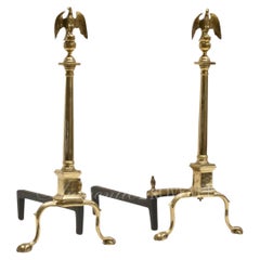 Pair of Antique Eagle Andirons