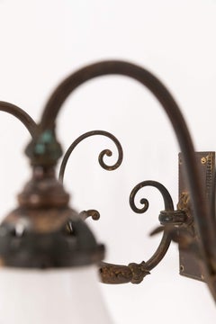 Pair of Antique Early 20th Century Art Nouveau Gilt Brass GEC Wall Lamps. c.1910
