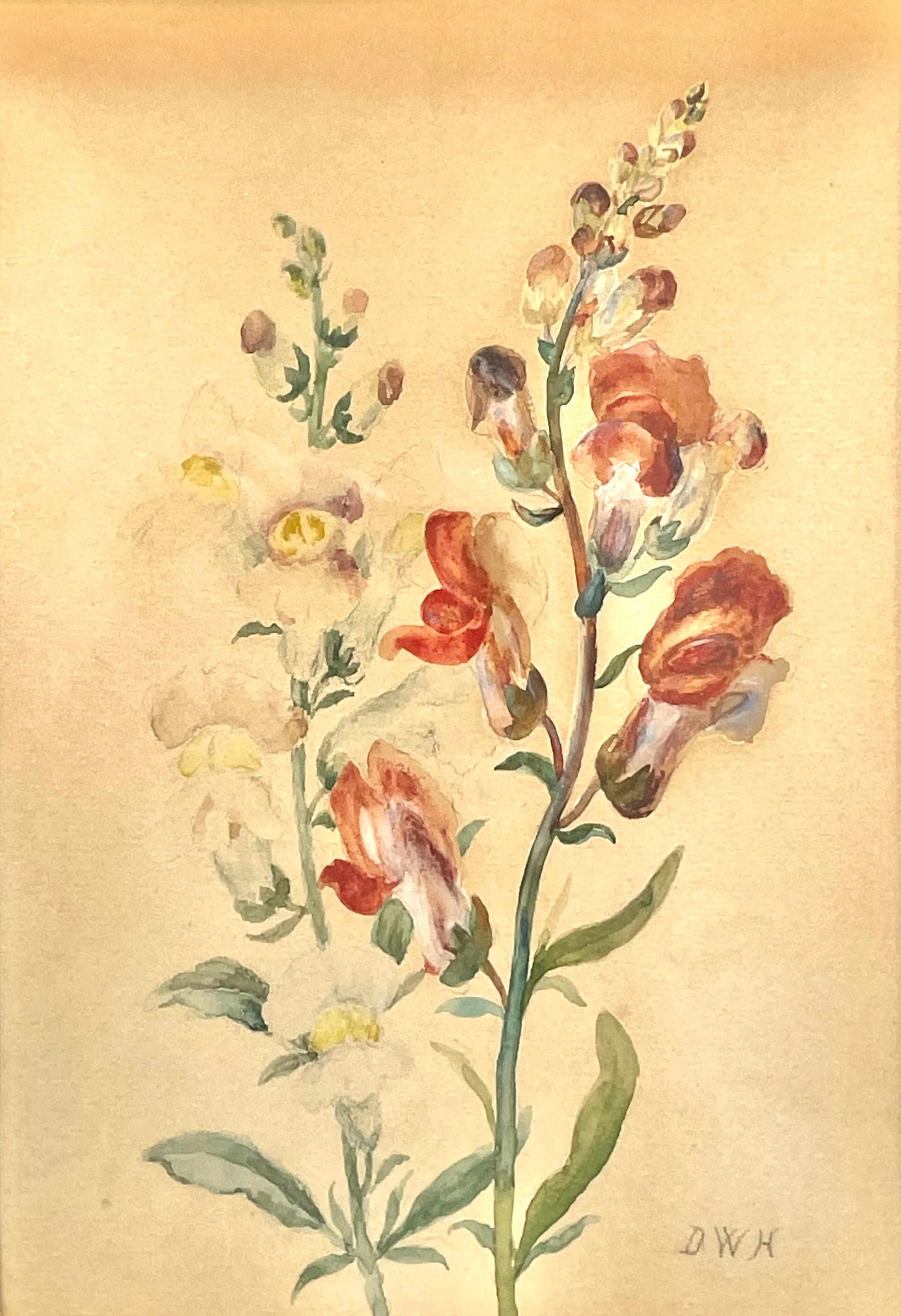Paire d'aquarelles anciennes du début du 20e siècle de natures mortes florales en vente 10