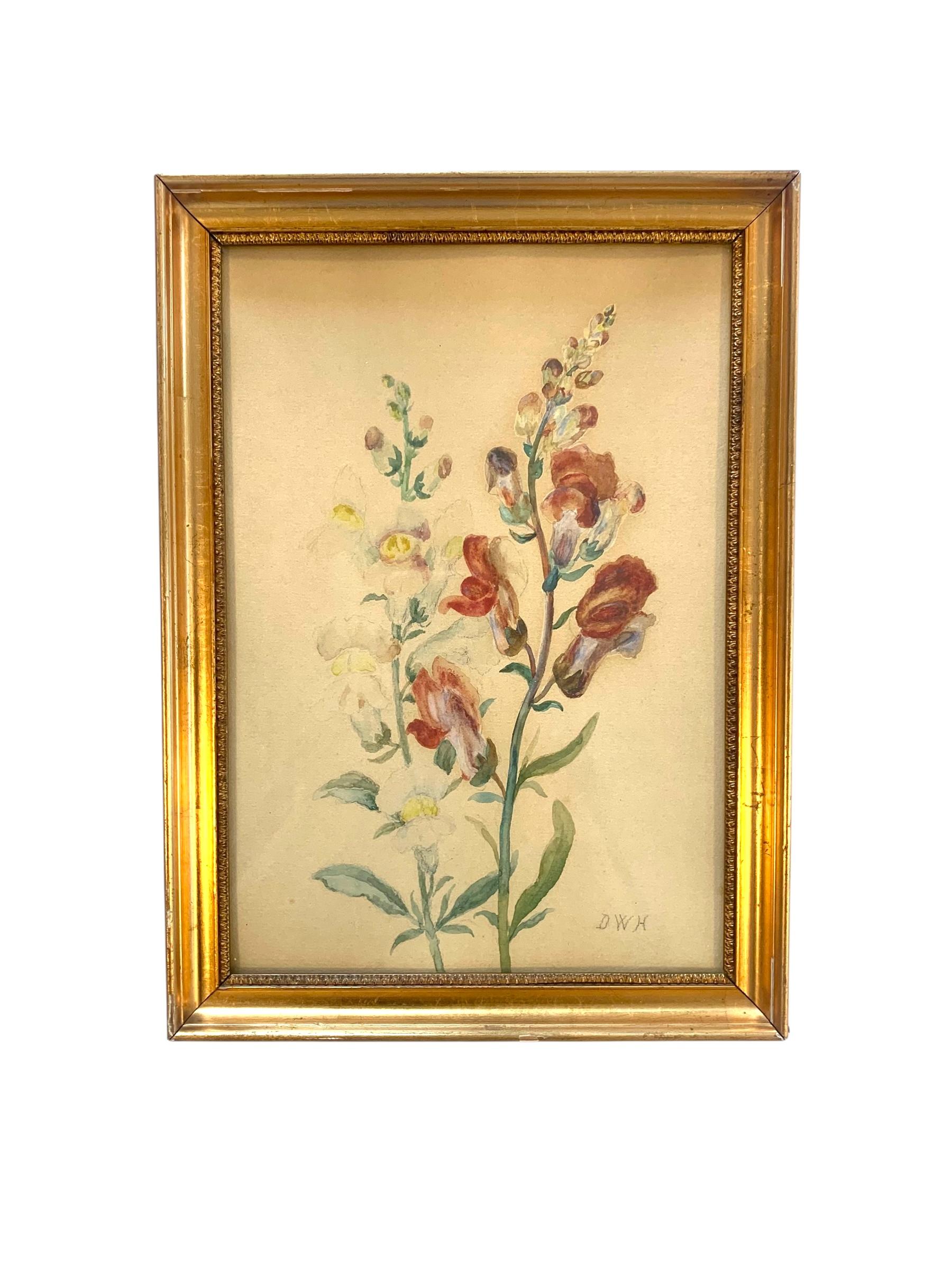 Art déco Paire d'aquarelles anciennes du début du 20e siècle de natures mortes florales en vente