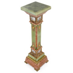 Pair of Antique Eclectic Style Onyx and Marble Pedestals
