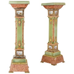 Pair of Antique Eclectic Style Onyx and Marble Pedestals