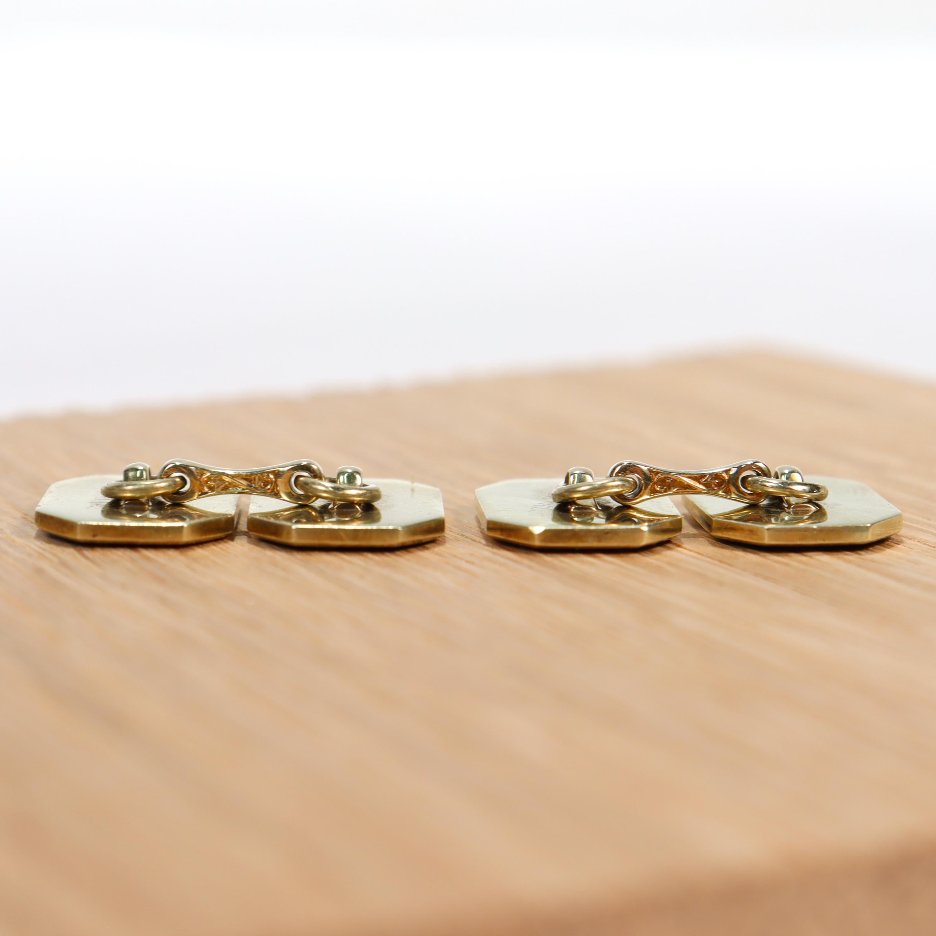 Paar antike edwardianische Manschettenknöpfe aus 14 Karat Gold und Cloisonné-Emaille im Angebot 5