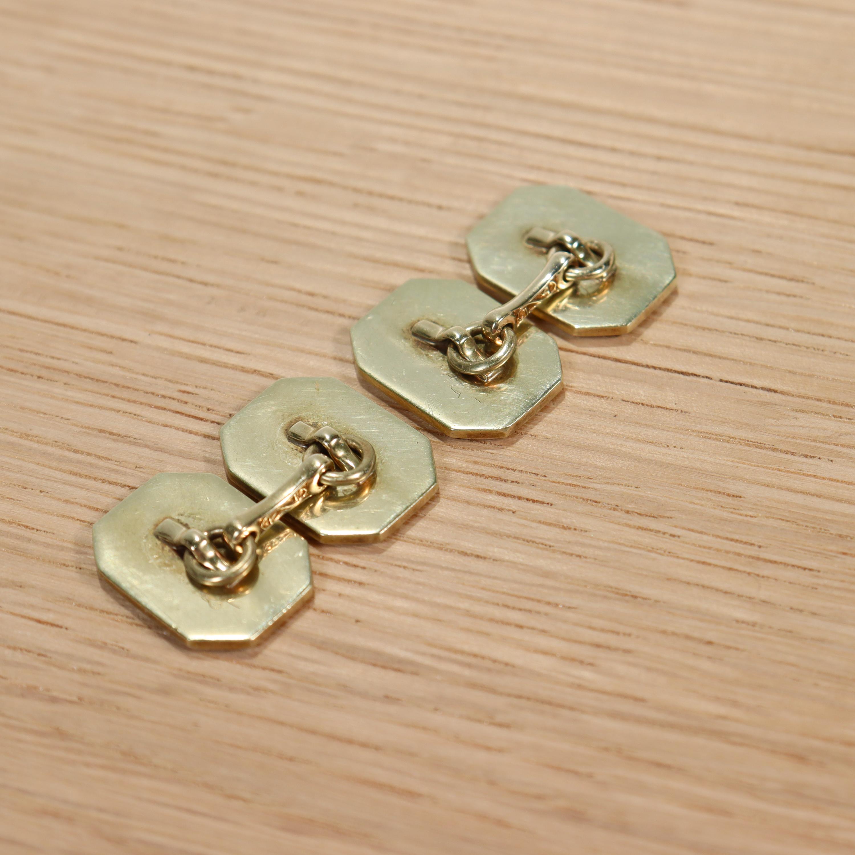 Paar antike edwardianische Manschettenknöpfe aus 14 Karat Gold und Cloisonné-Emaille im Angebot 3