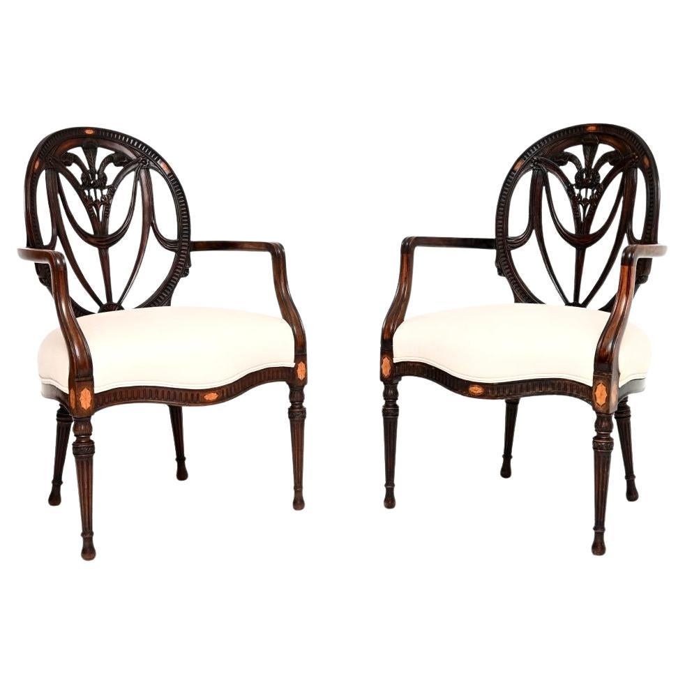 Pair of Antique Edwardian Carver Armchairs