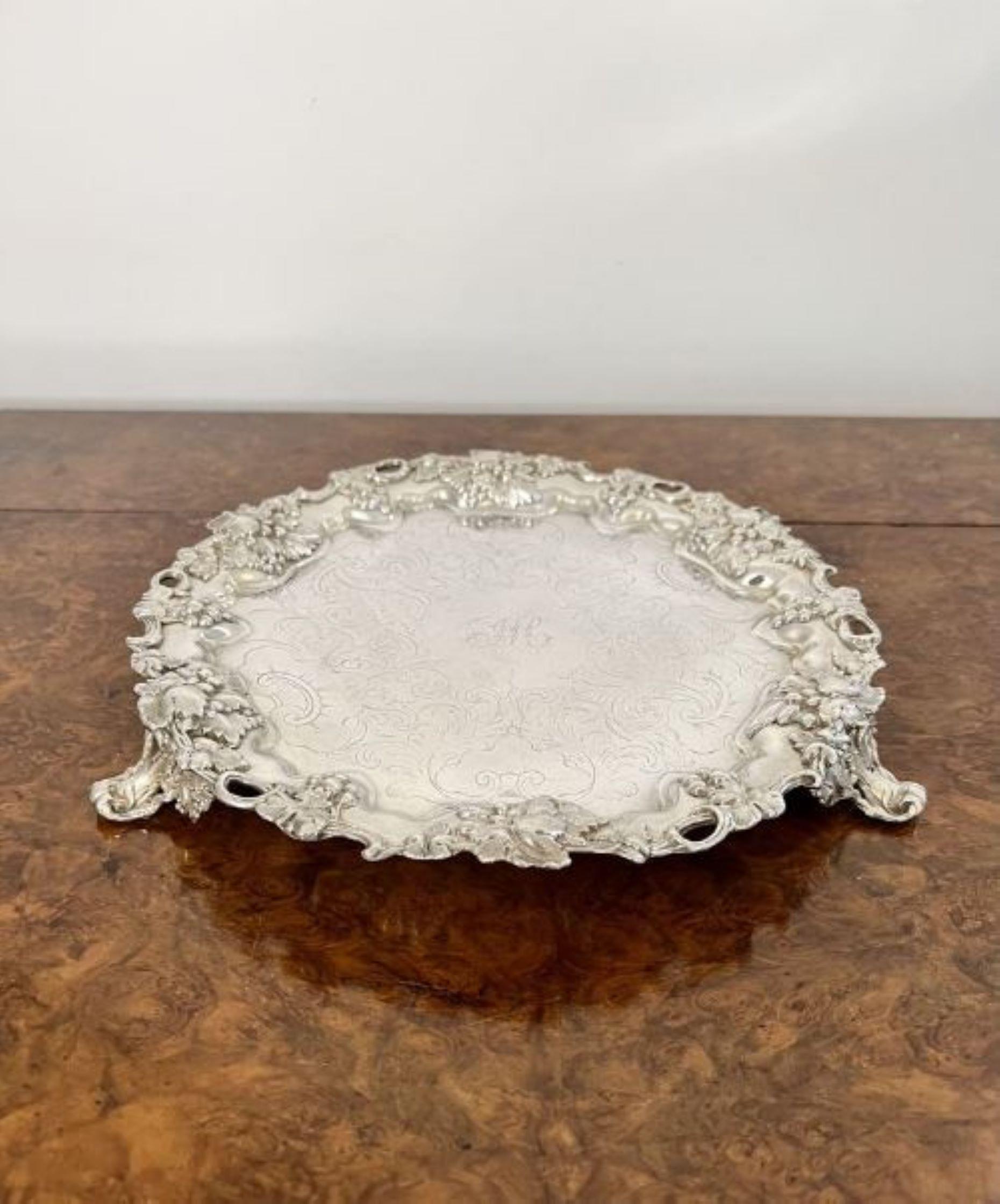 Pair of antique Edwardian engraved silver plated trays  In Good Condition In Ipswich, GB