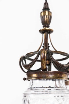 Pair of Antique Edwardian F&C Osler Teardrop Cut Glass Light Pendant Lamp C.1910