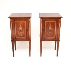 Pair of Antique Edwardian Inlaid Bedside Cabinets