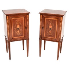 Pair of Antique Edwardian Inlaid Bedside Cabinets