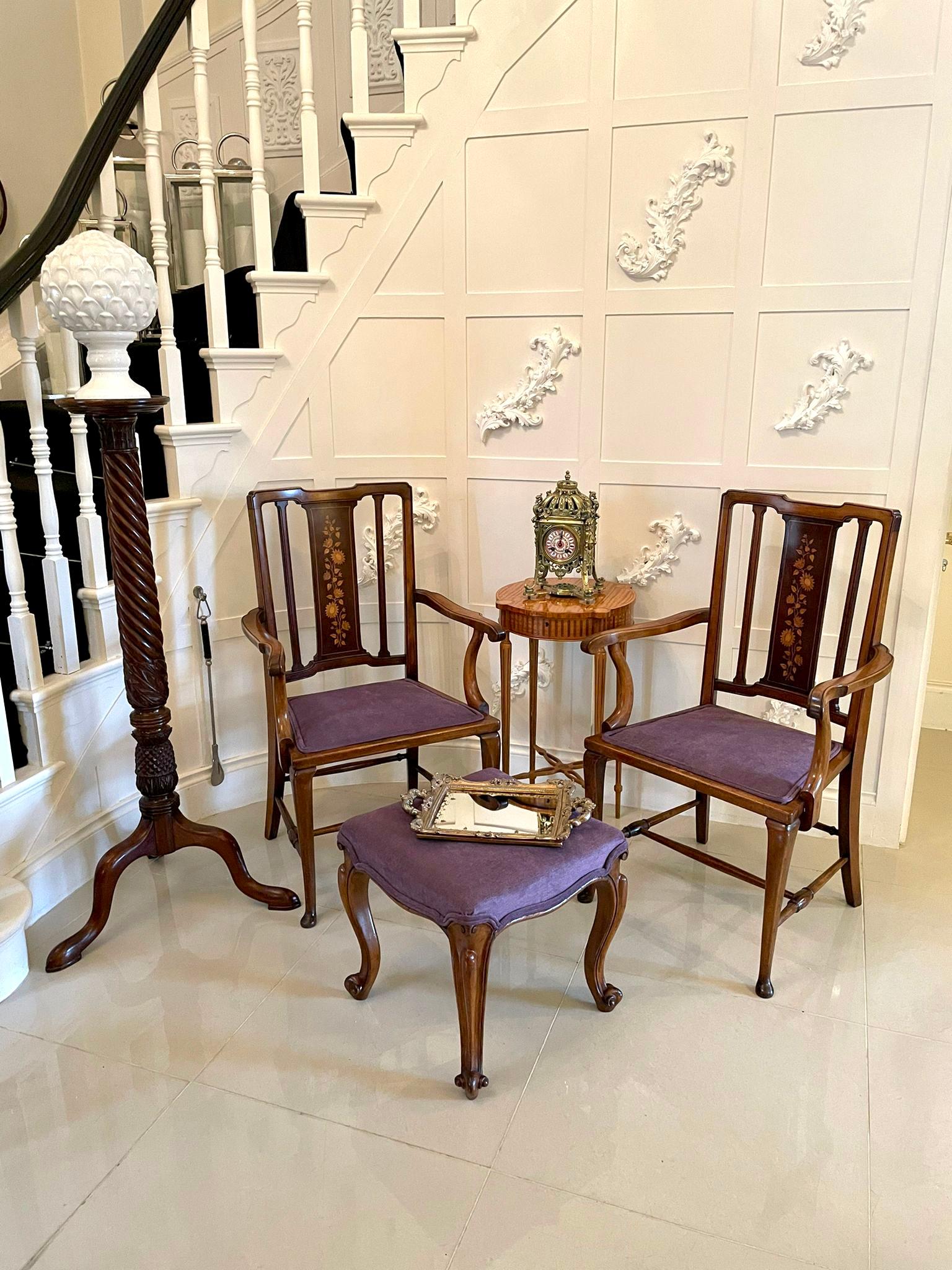 Other Pair of Antique Edwardian Inlaid Mahogany Desk Chairs For Sale