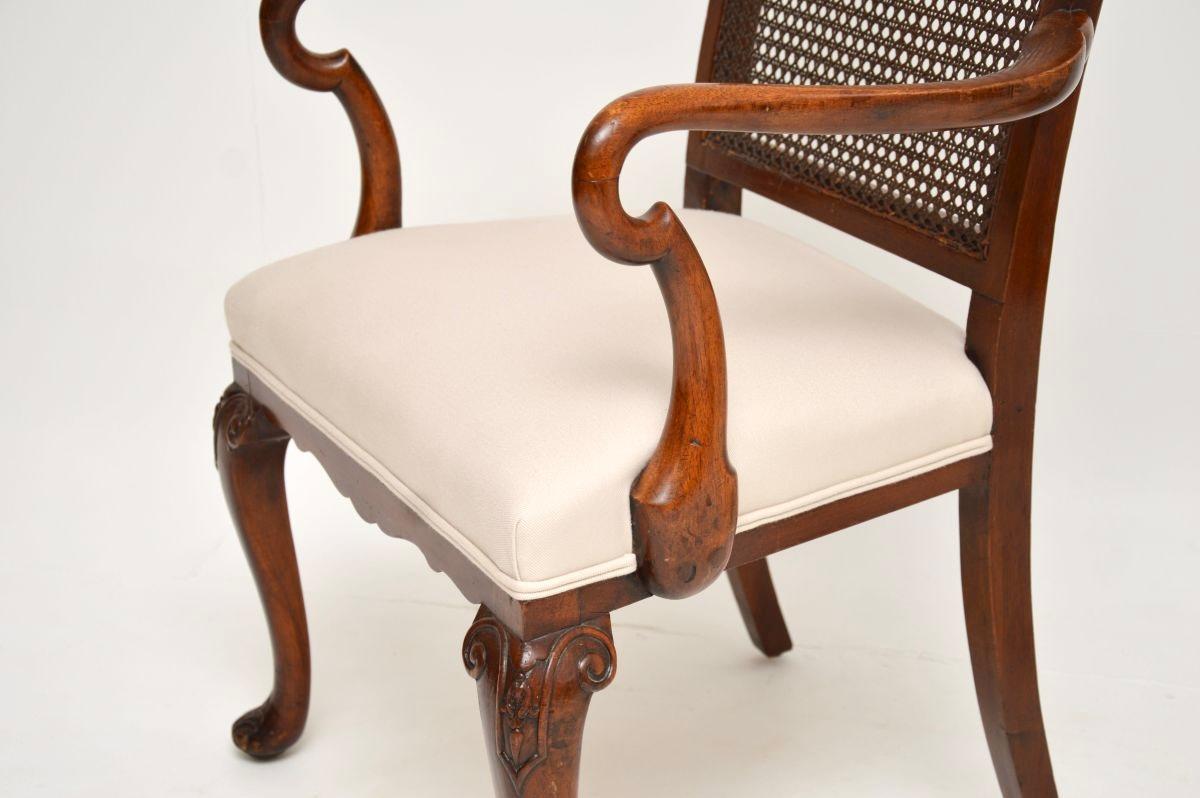 Pair of Antique Edwardian Lacquered Walnut and Cane Armchairs im Angebot 5