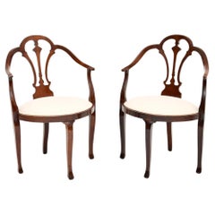 Pair of Antique Edwardian Open Armchairs