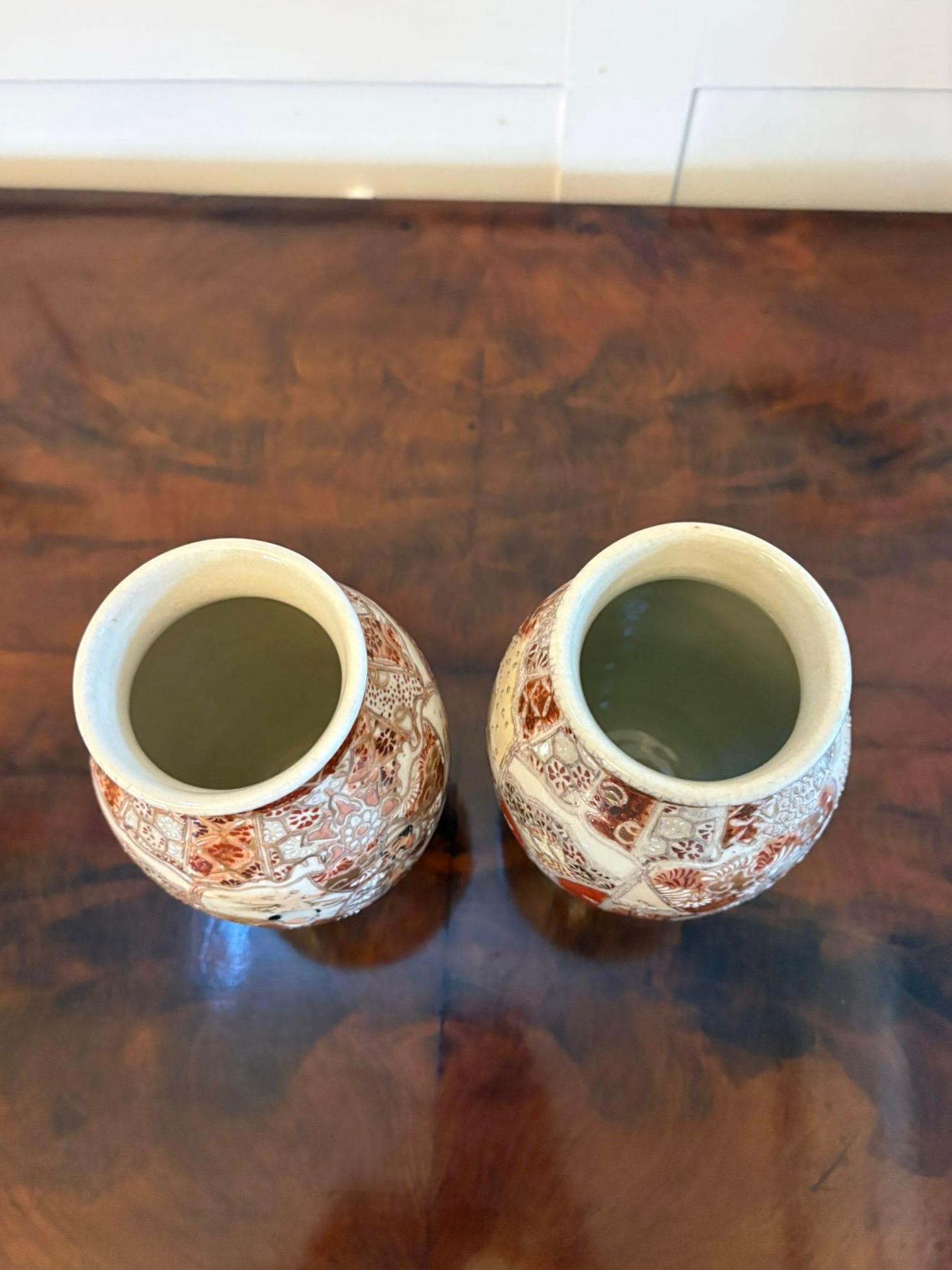 English Pair of Antique Edwardian Quality Satsuma Vases For Sale