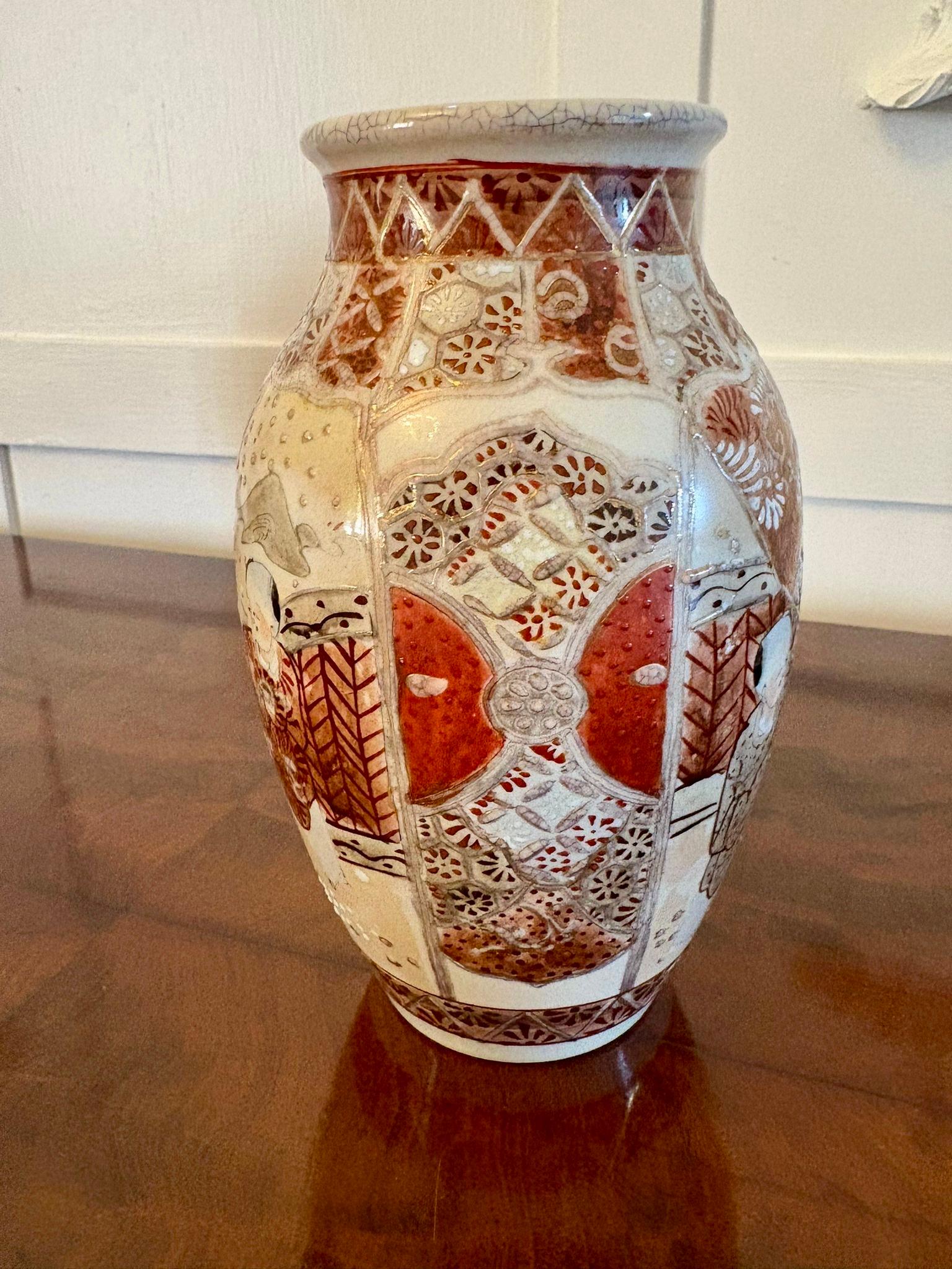 Ceramic Pair of Antique Edwardian Quality Satsuma Vases For Sale
