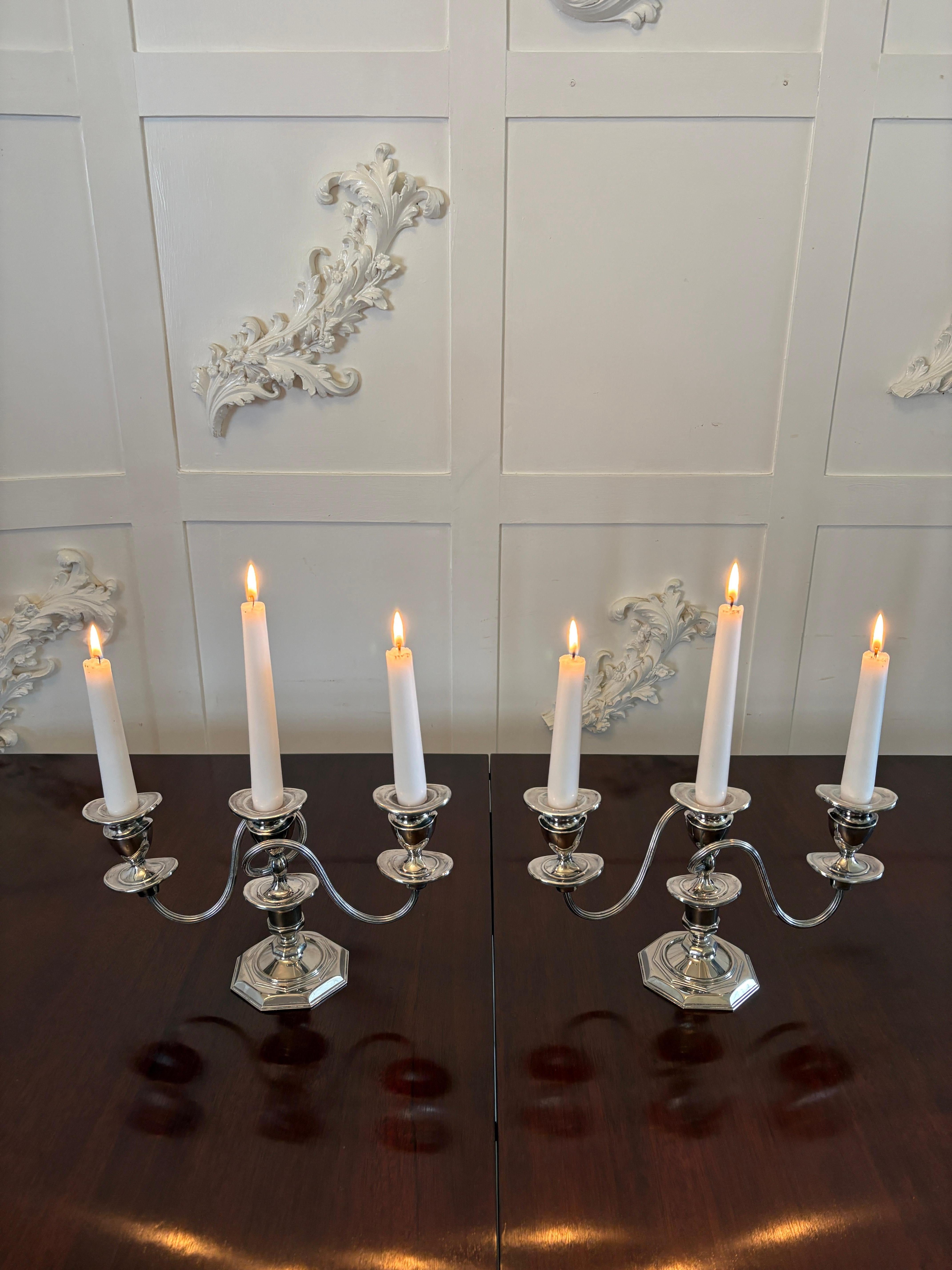 Coppia di candelabri antichi di qualità edoardiana placcati in argento In condizioni buone in vendita a Suffolk, GB