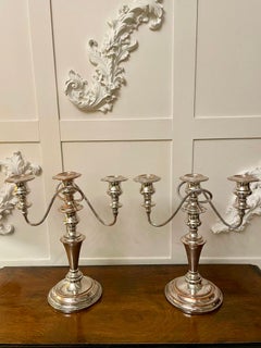 Pair of Antique Edwardian Silver Painted Candelabra
