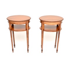 Pair of Antique Edwardian Solid Walnut Side Tables