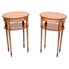Pair of Antique Edwardian Solid Walnut Side Tables