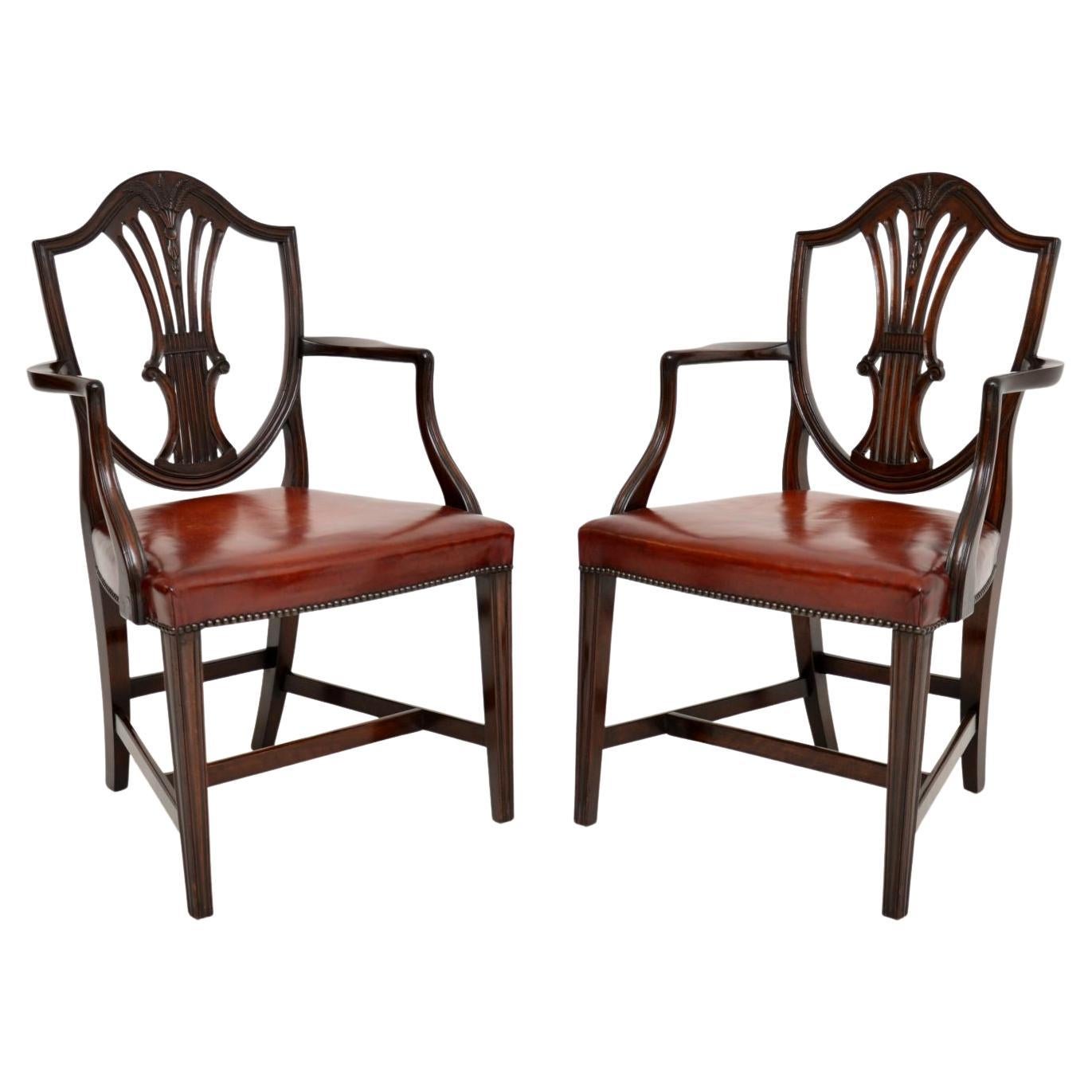 Pair of Antique Edwardian Carver Armchairs