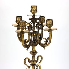 Pair of Antique Egyptian Revival Five Light Candelabras C1890