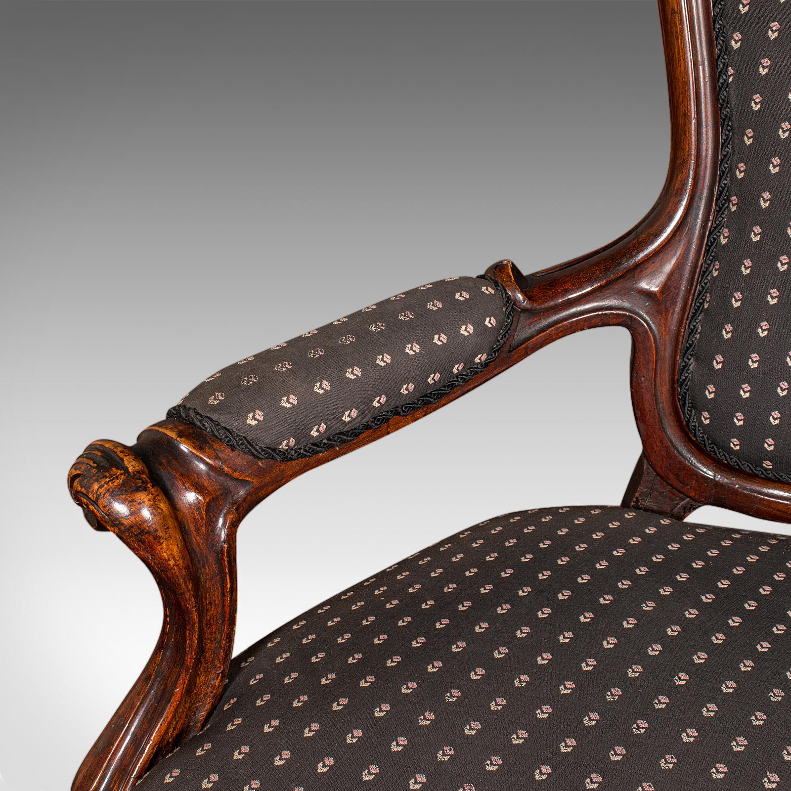 Pair Of Antique Elbow Chairs, French, Morning Room Armchair, Victorian, C.1900 For Sale 4