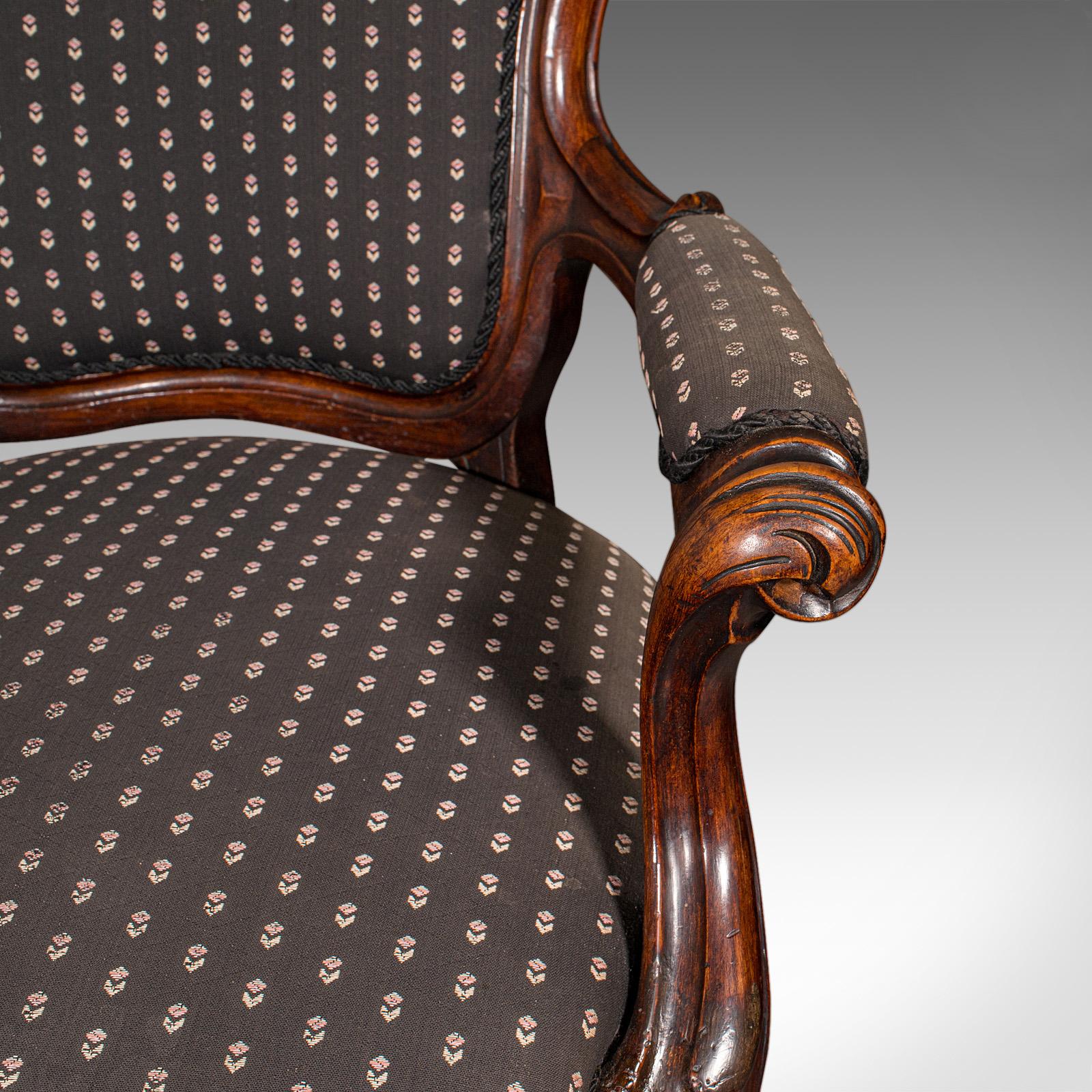 Pair Of Antique Elbow Chairs, French, Morning Room Armchair, Victorian, C.1900 For Sale 5